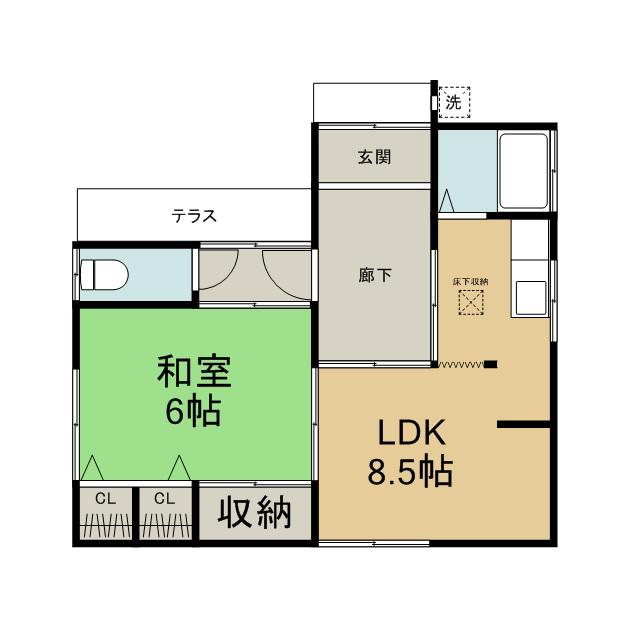 京浜急行電鉄本線 横須賀中央駅 徒歩7分 1階建 築54年(1LDK)の間取り写真