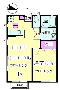 ハイツ179 ウエスト(1LDK/1階)の間取り写真