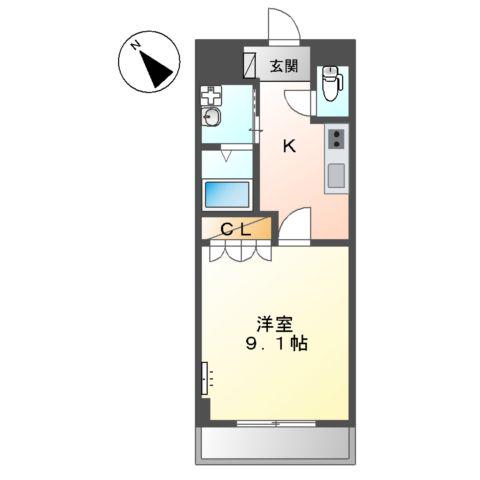 サニーヒルズ M(1K/2階)の間取り写真