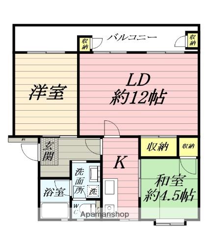 馬堀台団地18号棟(2LDK/4階)の間取り写真