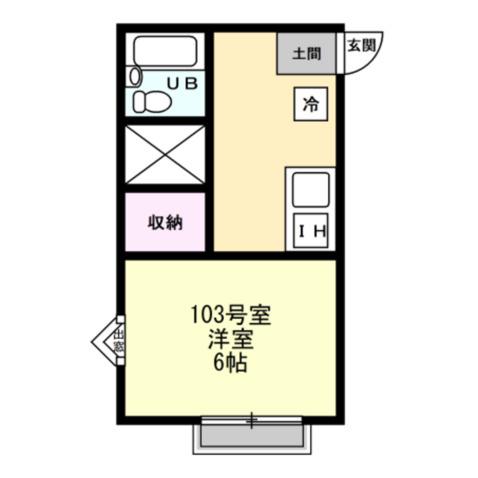 エルムハイツ追浜(1K/1階)の間取り写真