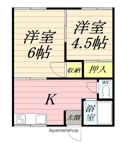 しのぶ荘(2K/2階)の間取り写真