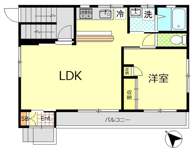 SKY HI三崎(1LDK/1階)の間取り写真