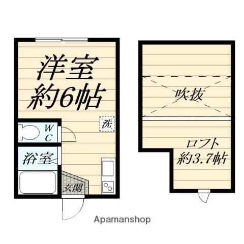 エバークレスト1(ワンルーム/1階)の間取り写真