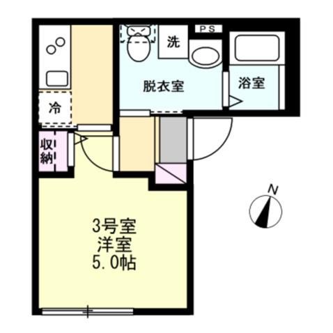 安浦町Bアパート(1K/3階)の間取り写真