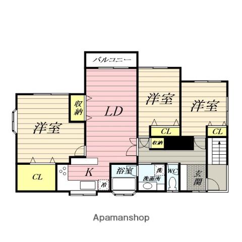 京急久里浜線 北久里浜駅 徒歩6分 2階建 築46年(3LDK)の間取り写真