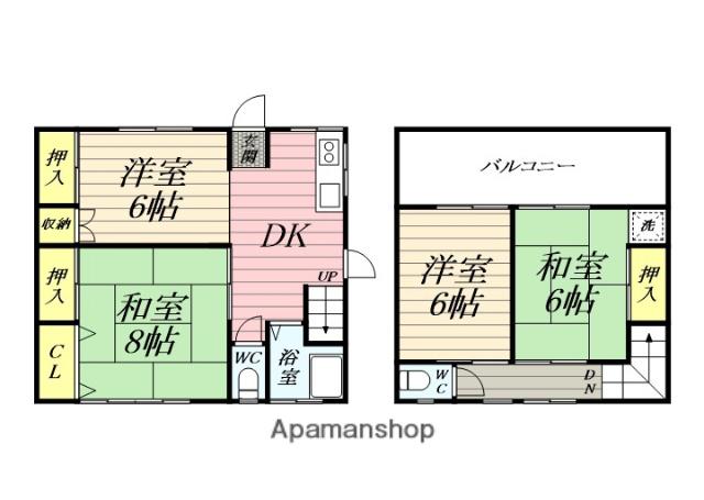 京浜急行電鉄本線 横須賀中央駅 徒歩8分 2階建 築54年(4DK)の間取り写真