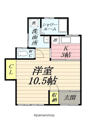 TOBI(1K/1階)の間取り写真