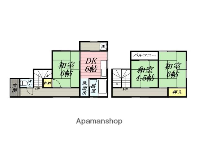 京浜急行電鉄本線 浦賀駅 徒歩21分 2階建 築49年(3DK)の間取り写真