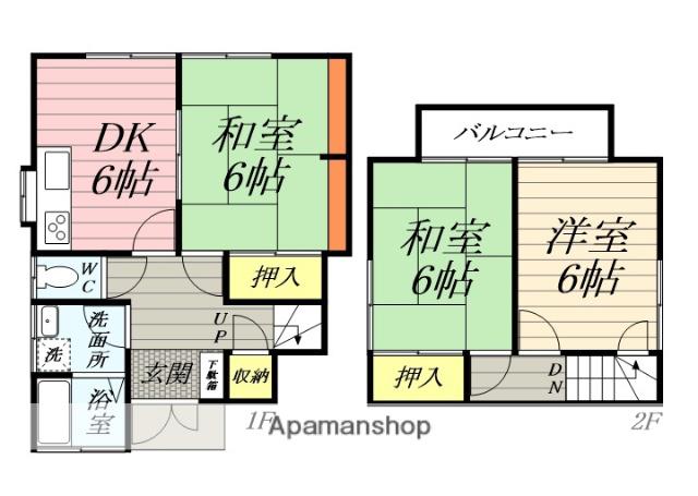 京急久里浜線 北久里浜駅 徒歩12分 2階建 築50年(3DK)の間取り写真