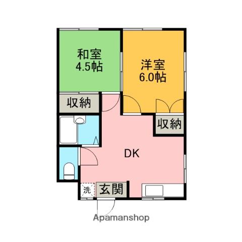 ザ・渓風(2DK/2階)の間取り写真