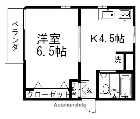 香川ハイツ(1K/1階)の間取り写真