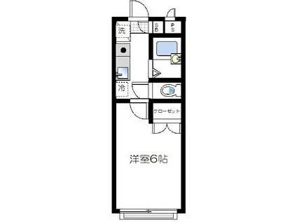 コンフォート汐入(1K/2階)の間取り写真