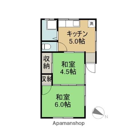 鈴木荘(2K/2階)の間取り写真