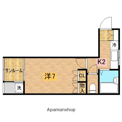 石塚ハイム(1K/2階)の間取り写真
