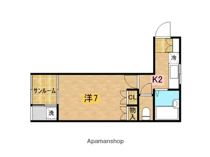 石塚ハイム(1K/2階)の間取り写真