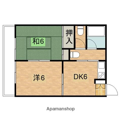 第5もえぎ野ハイツ(2DK/2階)の間取り写真