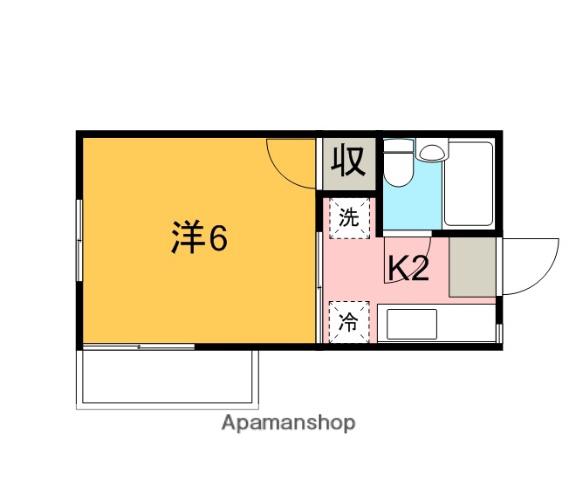 中野島ハイツ(1K/2階)の間取り写真