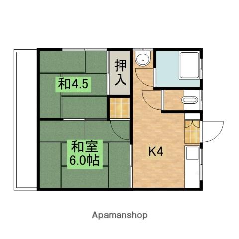常和荘(2K/2階)の間取り写真