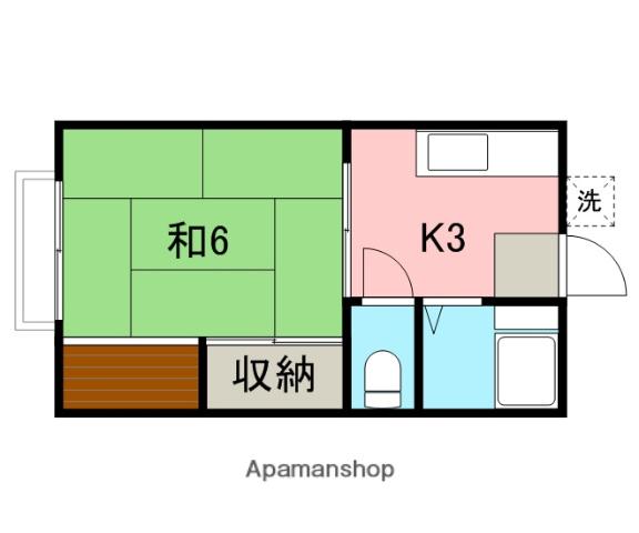 ヴィラ桔梗(1K/2階)の間取り写真