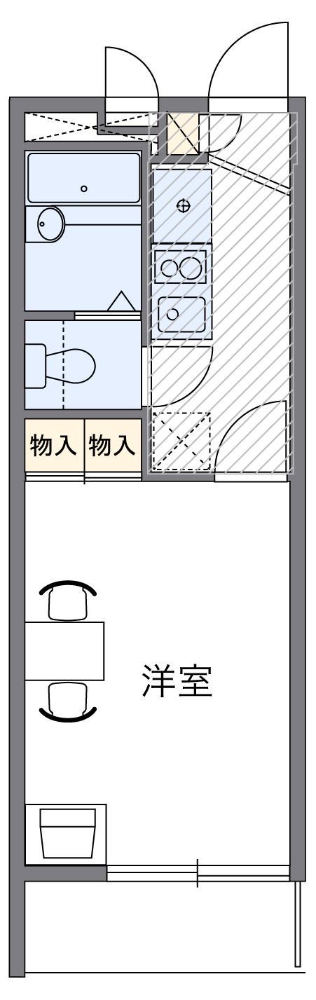 レオパレスベルリバティー(1K/1階)の間取り写真