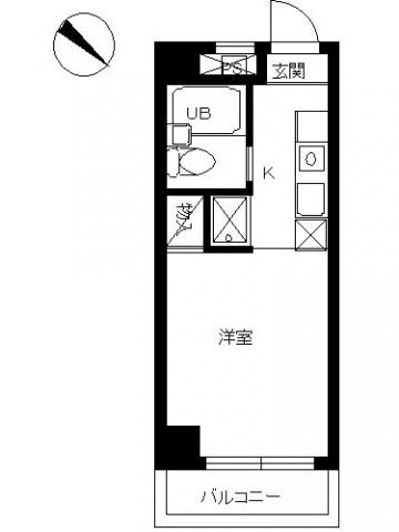 スカイコート川崎第2(ワンルーム/9階)の間取り写真
