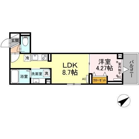 ルリアン船橋(1LDK/2階)の間取り写真