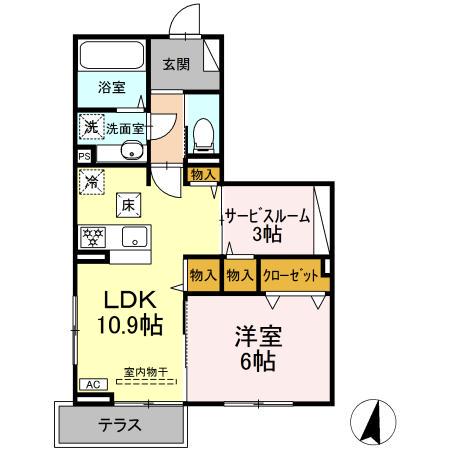 ローレルハイム(1LDK/1階)の間取り写真