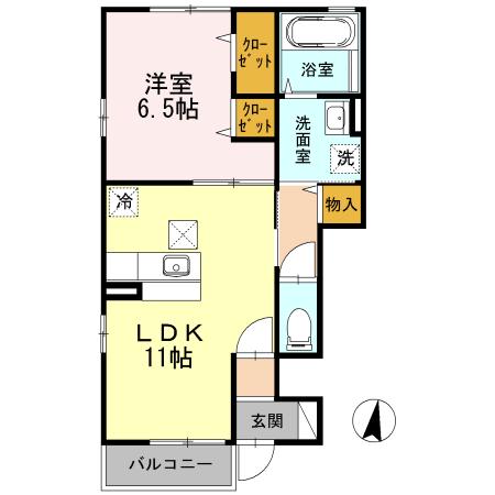 ソレアード・ミナミダ(1LDK/1階)の間取り写真