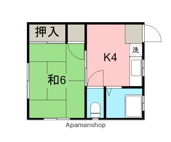 第四栄荘(1K/2階)の間取り写真
