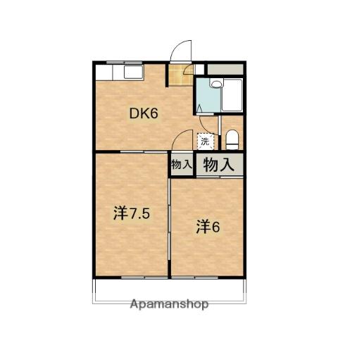 カナディアンハイツB(2DK/1階)の間取り写真