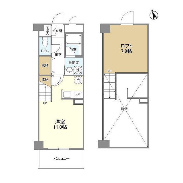 アスティオン高田(ワンルーム/6階)の間取り写真