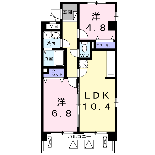 サンローレル(2LDK/3階)の間取り写真