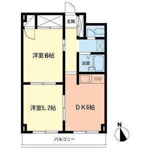 グレースヒル(2DK/2階)の間取り写真