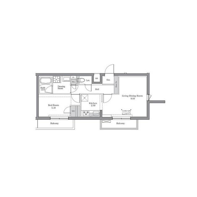 BLUROCK大鳥居(1LDK/2階)の間取り写真