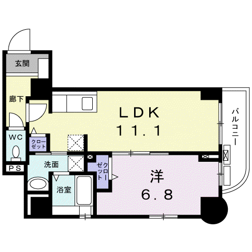 菊水レジデンス綱島2(1LDK/4階)の間取り写真