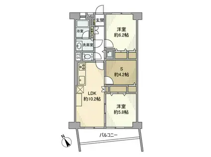 鹿島田セントラルマンション(2SLDK/4階)の間取り写真