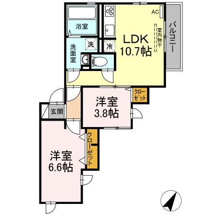 スターリィ・コート大倉山(2LDK/2階)の間取り写真