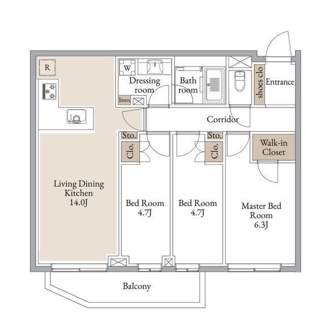 クラリティア横濱反町(3LDK/B1階)の間取り写真