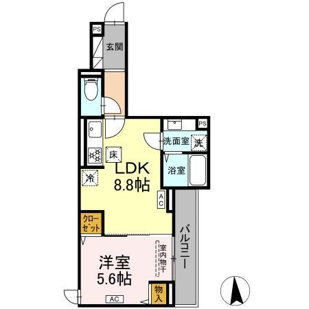 D PAINA 旭町(1LDK/1階)の間取り写真