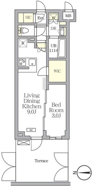 アジールコート都立大学(1LDK/B1階)の間取り写真