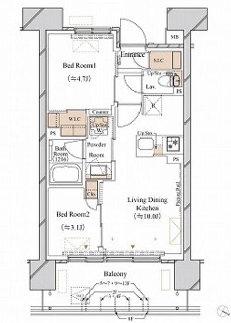 ブランシエスタ新丸子リバーフロント(2LDK/7階)の間取り写真