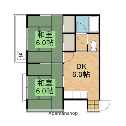 グリーンハイツⅠ(2DK/2階)の間取り写真