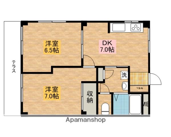 セゾンドゥー(2DK/1階)の間取り写真