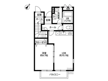 アスピリアオトワ(1LDK/1階)の間取り写真