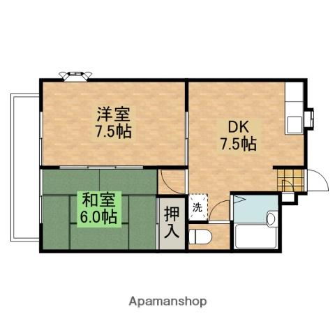 サンライズ百合丘(2DK/3階)の間取り写真