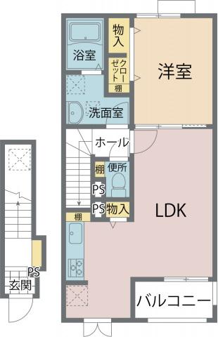 コート・ダジュールA棟B棟(1LDK/2階)の間取り写真