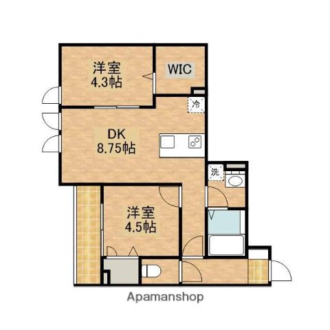 スリーアイランド(2DK/3階)の間取り写真