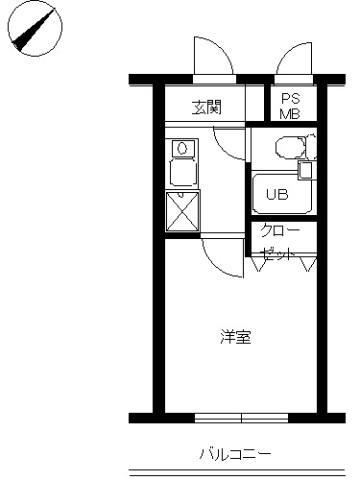 スカイコート宮崎台第4(1K/1階)の間取り写真