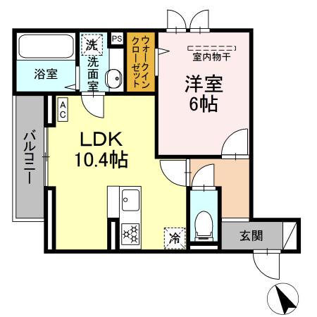 D-PAINA東長沼(1LDK/3階)の間取り写真